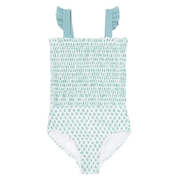 MINNOW GIRLS SEA LEAF SMOCKED ONE PIECE SWIMSUIT - Picture 1 of 9